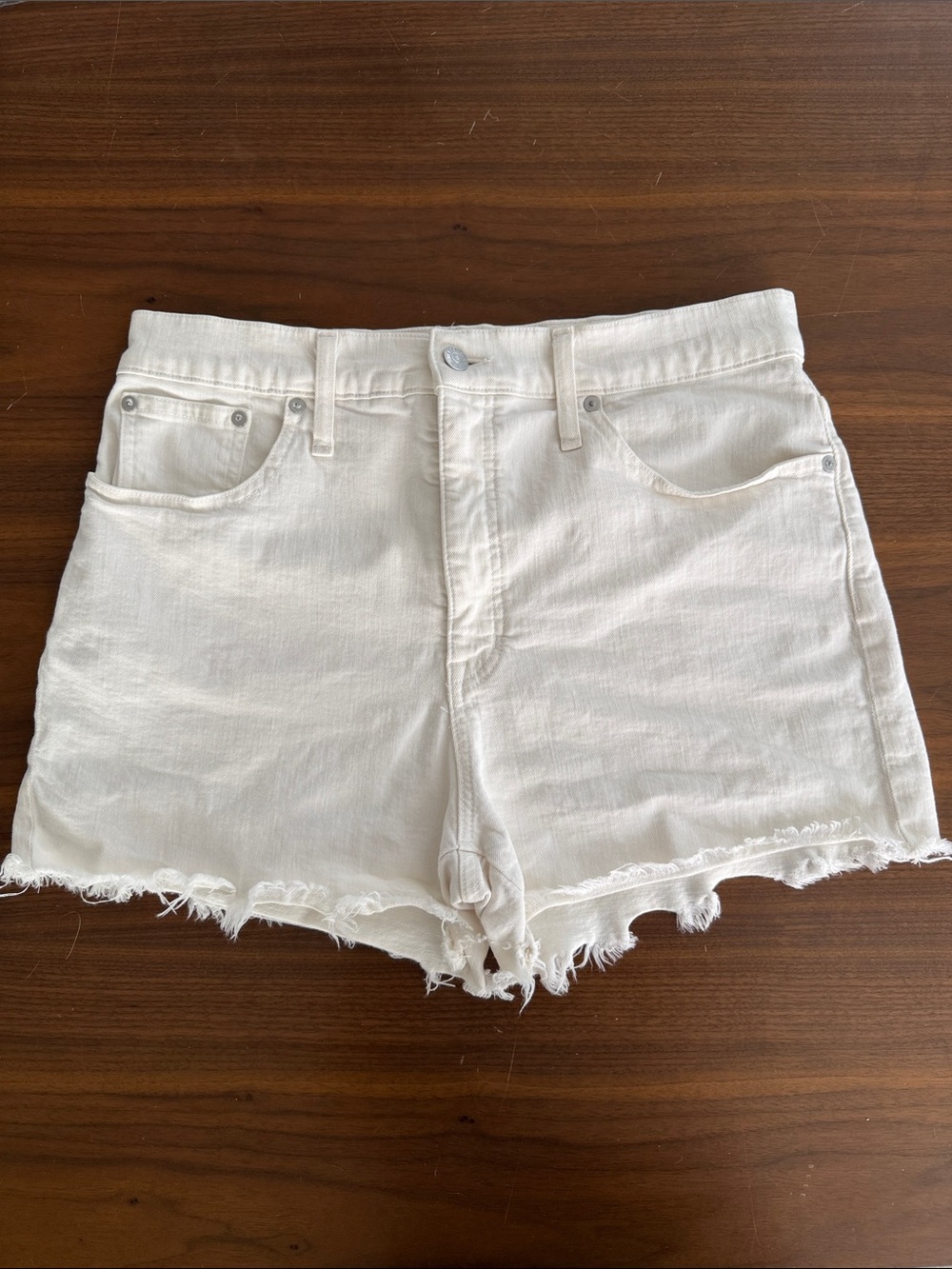 Madewell White Frayed Hem Denim Shorts
